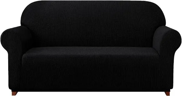 Subrtex 1-Piece Jacquard Stretch Armchair Loveseat Sofa slipcover, Black, Lovese