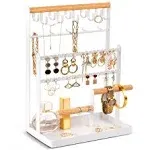 ProCase Jewelry Organizer Stand Necklace Organizer Earring Holder, 6 Tier Jewelry Stand Necklace Holder with 15 Hooks, Jewelry Tower Display Rack