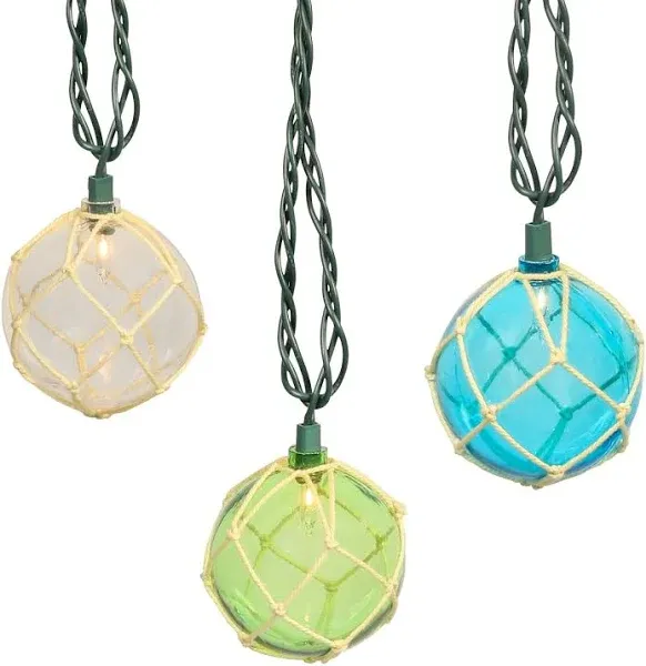 Indoor String Light 10 Nautical Fishing Floats Coastal Buoy Beach Theme Decoration for Bedroom Bathroom Window Christmas Tree, 7.92Ft Indoor Outdoor Use