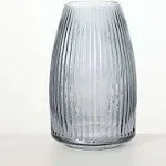 Sullivans 8" Ribbed Gray Glass Vase