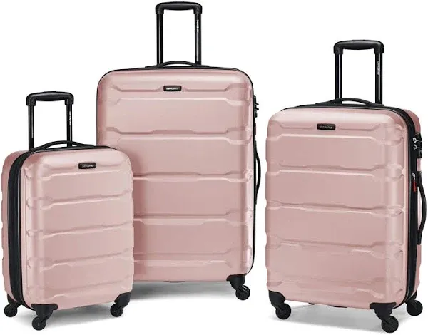 Samsonite Omni 3-Piece Nested Spinner Set with Luggage Accessory Kit (Radiant Pink, 20-Inch; 24-Inch; 28-Inch)