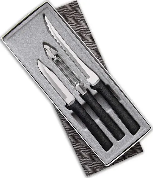 Rada Cutlery Kitchen Utensil Peel, Pare and Slice Set Stainless Steel Resin, Made in The USA, 8 7/8 Inches, Black Handle