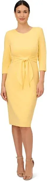 Adrianna Papell Women's Bow Sheath Dress with Three Quarter Sleeves