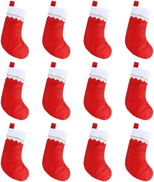 CCINEE 12pcs Red Felt Christmas Stockings 15&#034; Party Favors Stockings for Xmas...