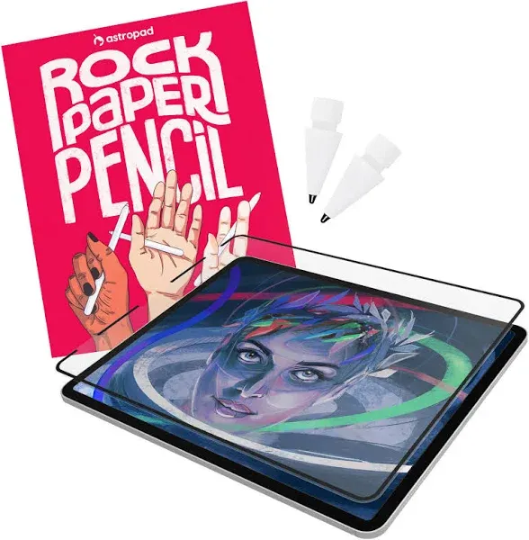 Astropad Rock Paper Pencil 2 – Paper Screen Protector for iPad 10.2 (7th, 8th, 9th Gen) + point Apple Pencil Tips 2 Pack – Compatible with Apple Pencil 1st and 2nd Gen