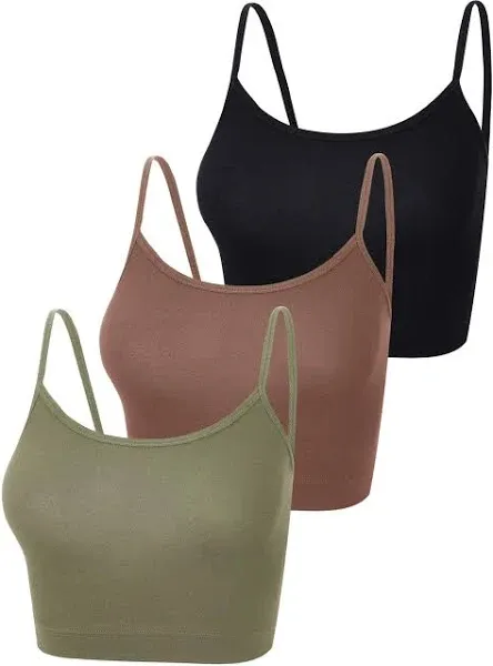 Boao Women's 3 Pieces Spaghetti Strap Crop Tank Top