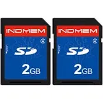 INDMEM 2 Pack SD Card 2GB Class 4 Flash Memory Card 2G SLC Stanard Secure 2PC