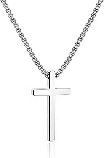 M MOOHAM Men's Plain Cross Pendant Necklace