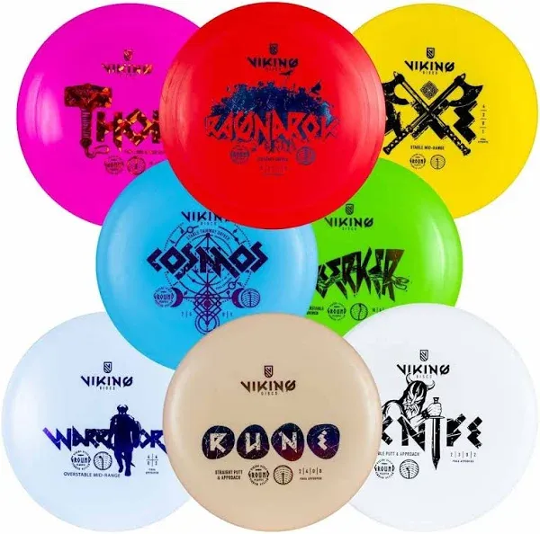 Viking Discs 8-Disc Set in Ground Plastic - Disc Golf Equipment Bulk 