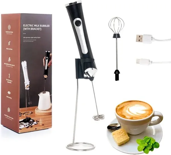 Rechargeable Milk Frother Handheld For Coffee,3 Speeds Frother Wand With Stan...