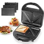 Aigostar 3-in-1 Grilled Cheese Sandwich Maker Waffle Iron with Removable Plates, Black