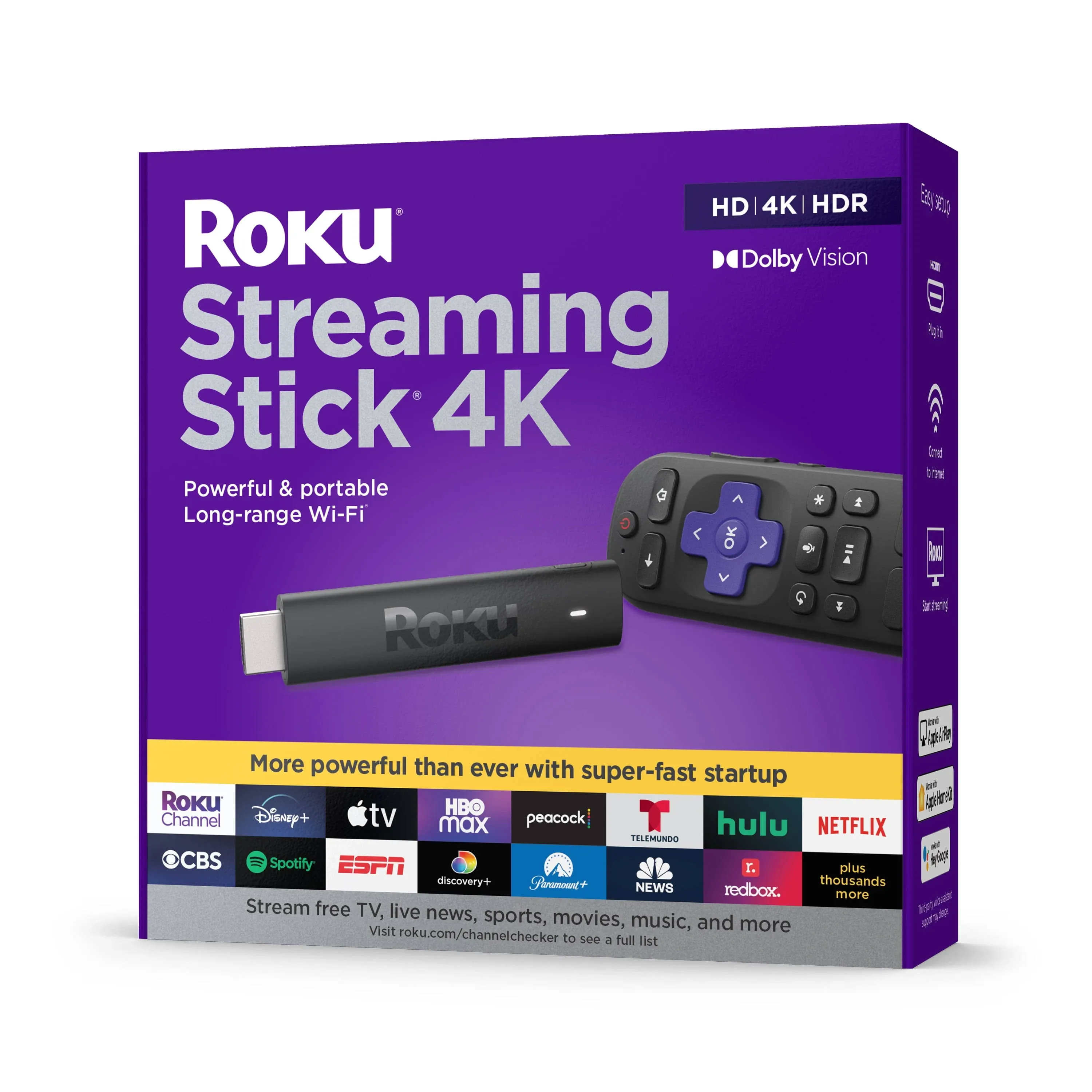 Roku Streaming Stick 4K Streaming Device 4K/HDR/Dolby Vision with Voice Remote