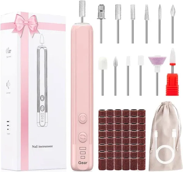 Professional Electric Nail Drill Kit Portable Cordless Nail File Set for Acry...