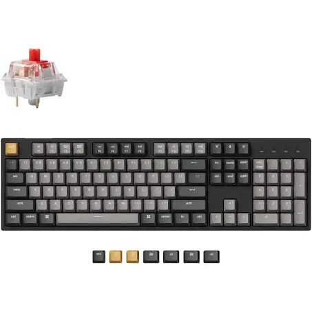 Keychron C2 Pro Wired Custom Mechanical Keyboard Full Size Layout QMK/VIA Programmable Macro White Backlit with Keychron K Pro Red Switch OEM Profile Double-Shot PBT Keycaps for Mac Windows Linux