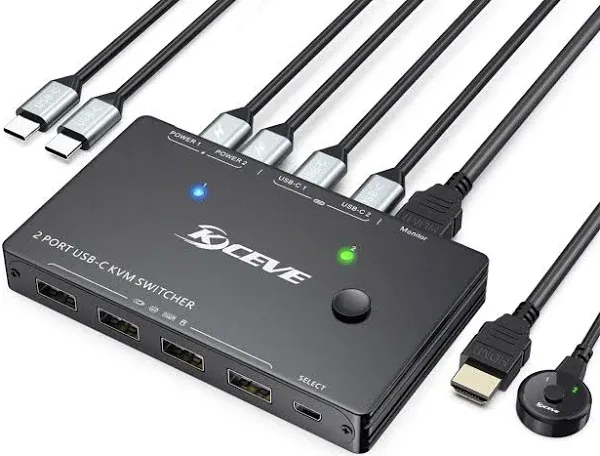 USB Type-C KVM Switch 4K@60Hz,MLEEDA USB C Switch for 2 Computers Share 1 Monit