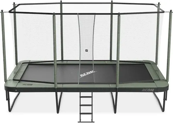 ACON Air 16 Sport HD Trampoline Set 10x17ft with Enclosure | Comprehensive Kit Includes Rectangular Trampoline, Safety Net, Pad, and Ladder | Pro-Grade Safety and Performance