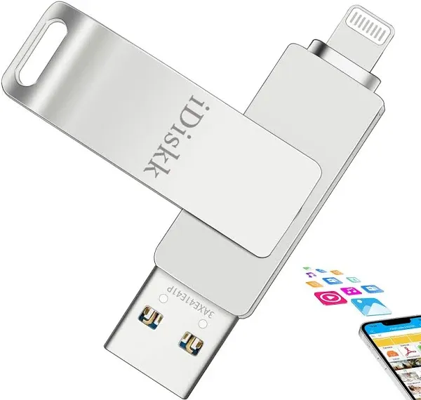 iDiskk 256gb MFi Certified Flash Drive Photo Stick for iPhone iPhone Photo Storage Stick iPad External