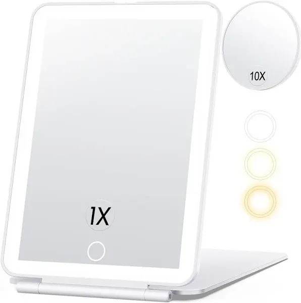 Rechargeable Makeup Mirror for Travel, Vanity Mirror with 80Leds, 3 Color Light,