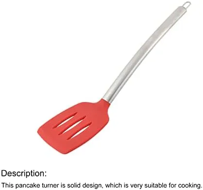 Unique Bargains Stainless Steel Silicone Slotted Pancake Turner Spatula