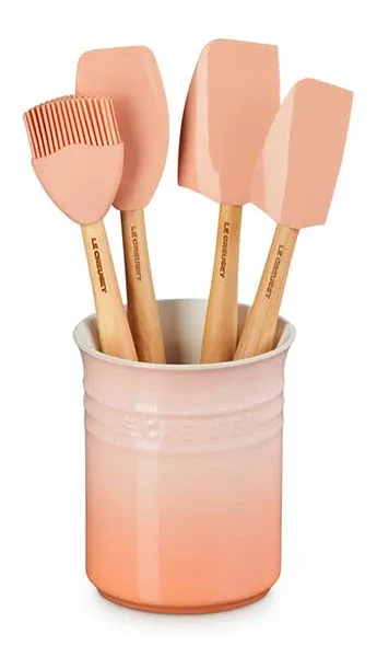 Le Creuset Craft Series 5-Piece Utensil Set with Crock, Cerise