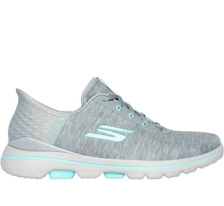 Skechers Go Golf Walk 5 Slip Ins Ladies Spikeless Golf Shoes - Grey/Aqua - Size ...