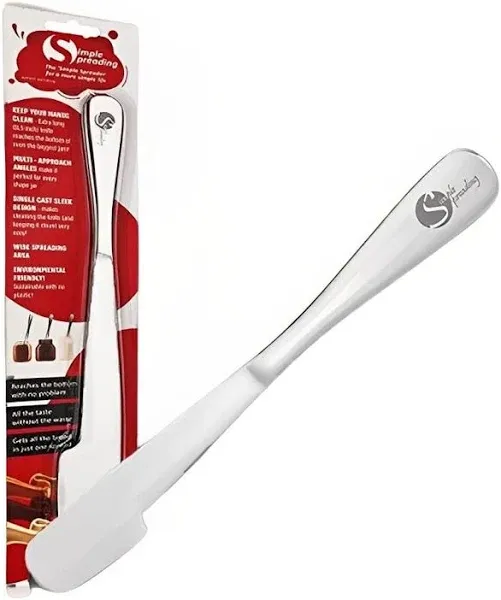 Simple preading Stainless Steel Spatula Spreader Knife Peanut Butter and Jelly, Chocolate or Strawberry Jam Stirrer & Jar Scraper 8.9" Multifunction Stir & Scrape any Jars - Spread with Clean Hands