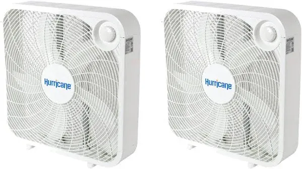 Hurricane 20&#034; Classic Series Floor Box Fan with 3 Speed Settings, 2 Pack, White