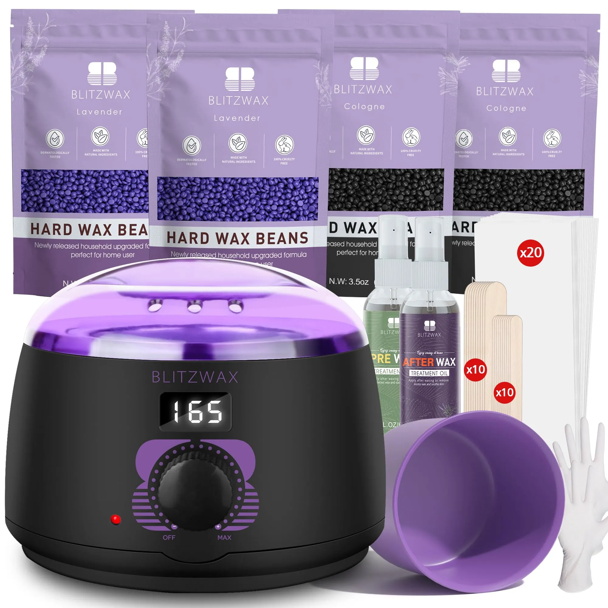  Waxing Kit for Women Men Digital Wax Kit Suitable for Sensitive Purple