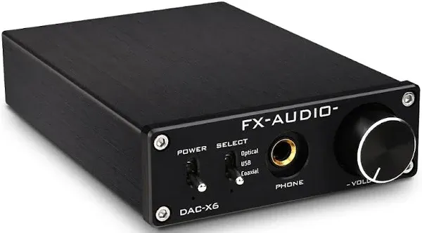 FX-Audio DAC-X6 Mini HiFi 2.0 Digital Audio Decoder DAC Input USB/Coaxial/Optical Output RCA/Headphone Amp 24Bit/96KHz DC12V