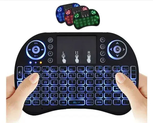 Wireless Mini Keyboard Remote Control Touchpad Mouse Combo Controller with RGB Backlit for Android TV Box Smart TV with OS+USB PC Computer Laptop Window OS HTPC Home Theater PC + USB 2.4GHz Dongle