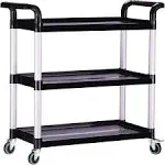 Plastic Utility Carts with Wheels, Heavy Duty 510lbs Capacity Silver and Black