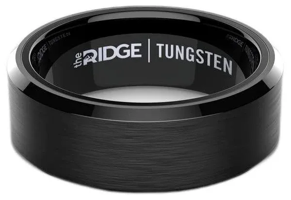 The Ridge Royal Black 8mm Beveled Ring Set Tungsten AU Y (US 12 1/4) RRP $285