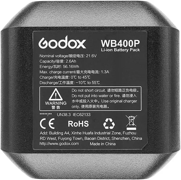 GODOX WB400P for AD400Pro Battery Replacement - Rechargeable Lithium Battery Pack DC 21.6V/2600mAh