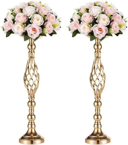 2Pcs Versatile Metal Flower Arrangement & Candle Holder Stand Set for Wedding Party Dinner Centerpiece Event Restaurant Hotel Decoration (15 * 14 * 46CM)