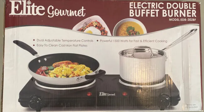 Elite Gourmet Countertop Double Cast Iron Burner 1500 Watts Electric Hot Plate