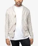 x Ray Men's Cable Knit Shawl Collar Cardigan - Cream - Size S