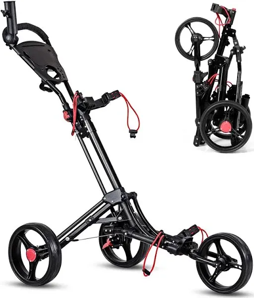 Foldable 3-Wheel Steel Pull/Push Golf Cart