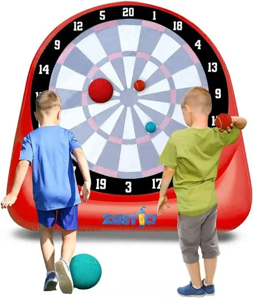 Zastic! Giant Over 6ft Tall Inflatable Kick Darts Soccer Ball Board Game | Large Summer Outdoor Back Yard Games Activity for Kids and Adults |