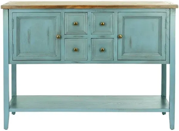 SAFAVIEH Brighton French Blue Finish Storage Sideboard - Multi 45.7&#034; x 15&#034; x 34&#034;