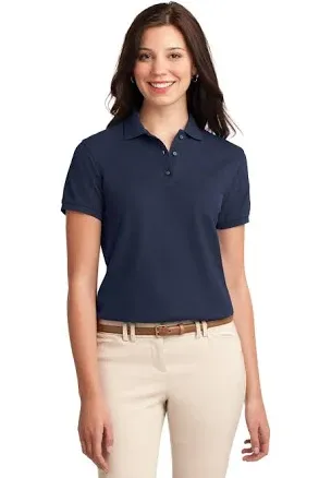 Port Authority Ladies Silk Touch Polo. L500 Navy