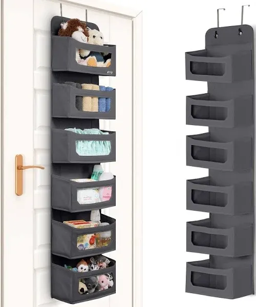 Utopia Home 6 Shelves Hanging Closet Organizers and Storage Organizer for Closet, RV Baby Kids Closet Door Organizers and Storage, Over The Door Organizer Nursery, Bedroom, Dark Grey (Pack of 1)