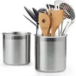 Cook N Home 02639 Stainless Steel Utensil Holder Jumbo 2pc Set 5.5-Inch x 6.3-Inch and 6.3-Inch x 7.08-inch Silver