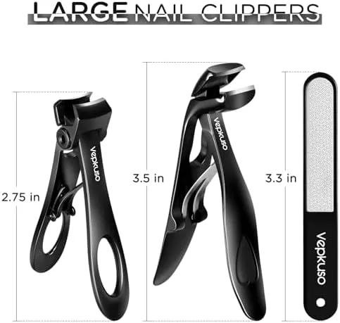 Nail Clippers for Thick Nails -Stainless Steel Heavy Duty, Wide Mouth Profess...