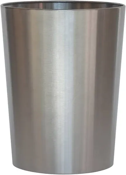 Brushed Nickel Metal Bathroom Wastebasket, 2.2 gal, Stylish &amp; Durable