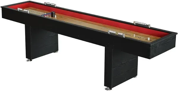 Hathaway BG1203 Avenger 9-Foot Avenger Shuffleboard for Family Game Rooms with Padded Gutters, Leg Levelers, 8 Pucks and Wax, Black