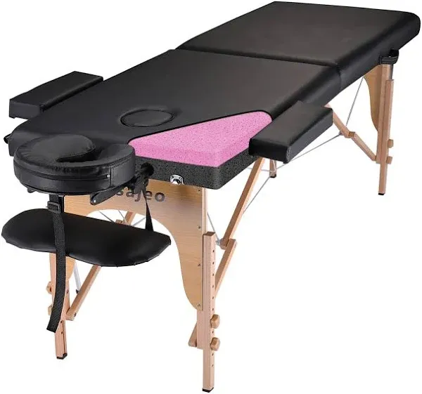 Professional Massage Table Portable Massage Bed for Spa Salon Tattoo Esthetician Lash Reiki, Adjustable Height 84" Long & 500 LBS Load Capacity, Black (2-Section)