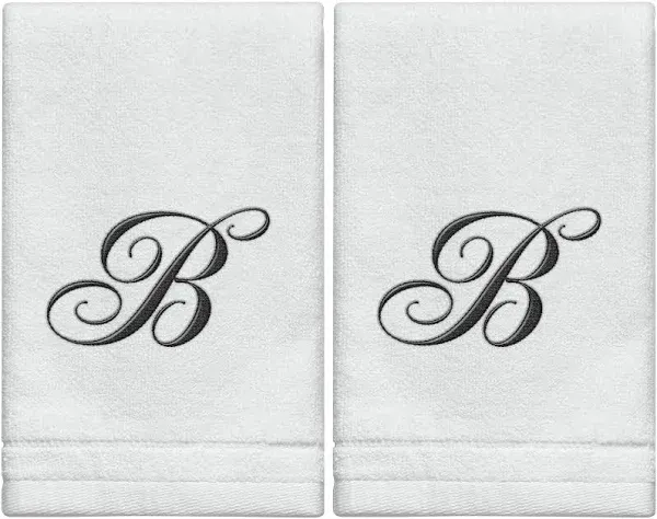 2 White Towels with Black Letter J