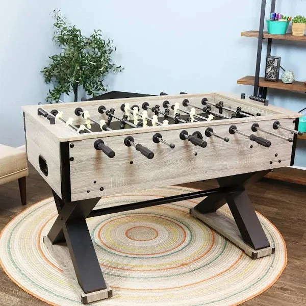 Sunnydaze Delano 54.5-Inch Indoor Foosball Table with Gray Distressed Wood Look