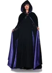 Underwraps 63" Deluxe Hooded Cloak Costume, Black / Purple, OS