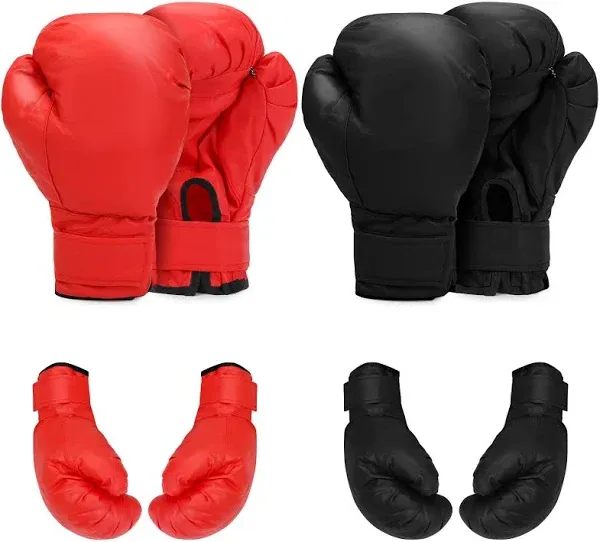 Micnaron 2 Pair Boxing Training Gloves, Punching Bag Gloves for Beginners & Kids, Shockproof Leather Sparring and Training Gloves Set